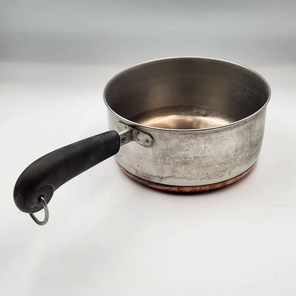 Vintage Revere Ware Sauce Pan 2 Qt Stainless Steel Copper Bottom Clinton IL USA